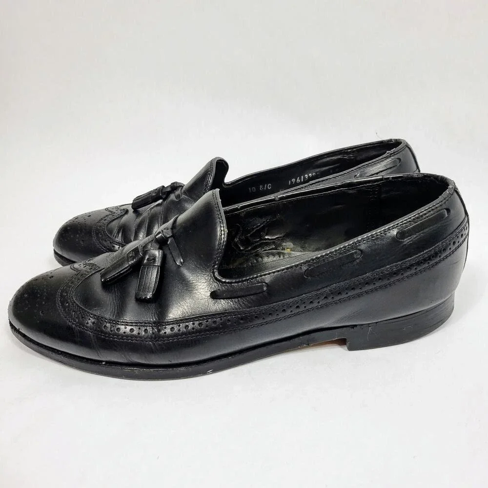 Mens Black Leather Tassel Wingtip Loafer Dress Shoes Size‎ 10 8C